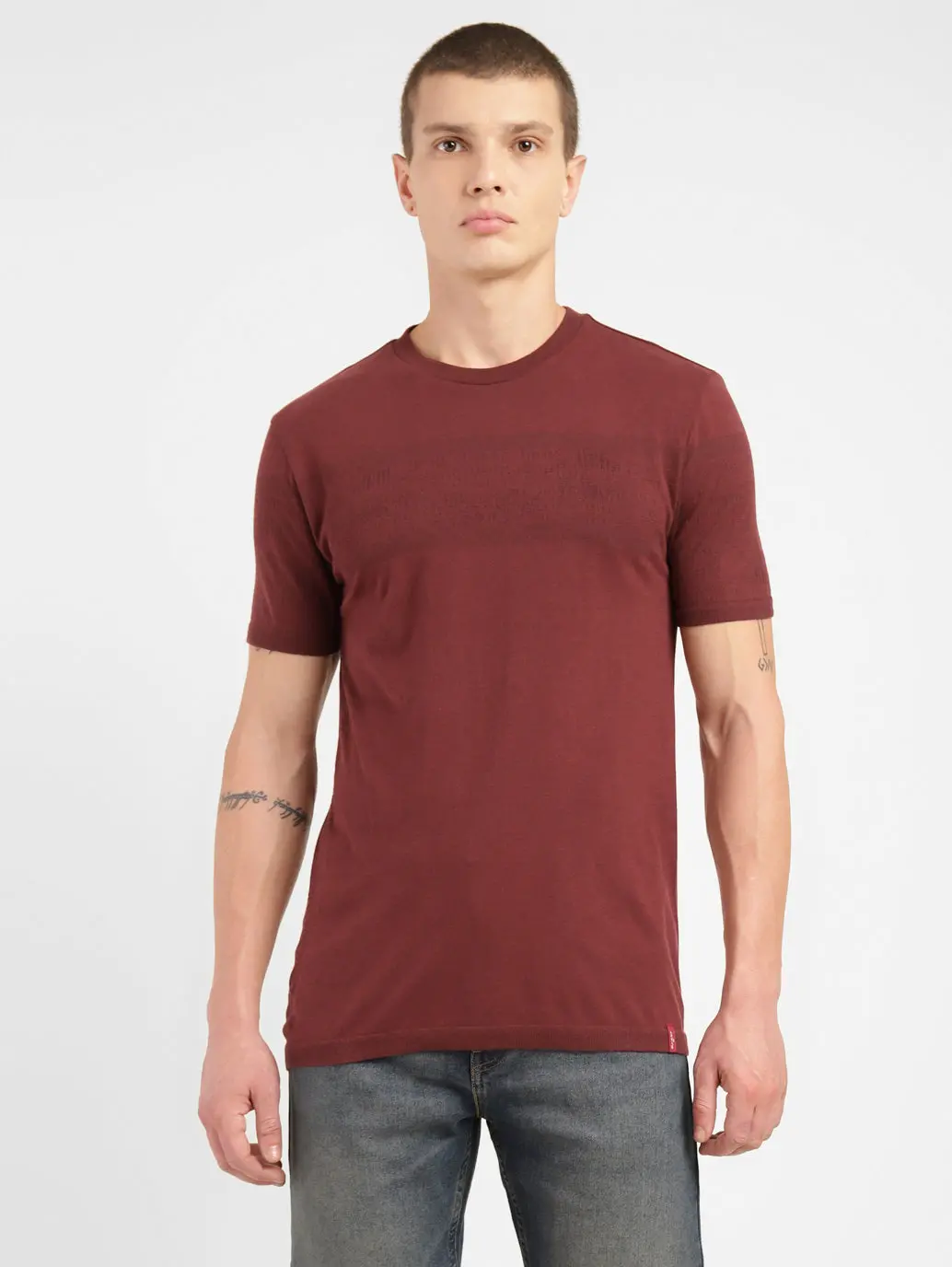 Men's Solid Crew Neck T-Shirt Maroon 1