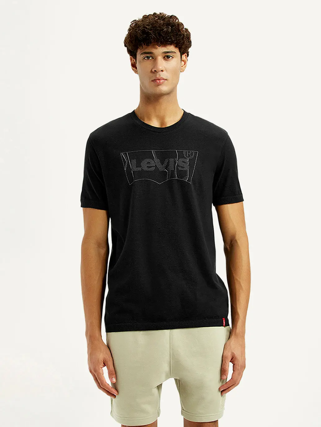 Men's Brand Logo Black Slim Fit Seamless T-Shirt 1
