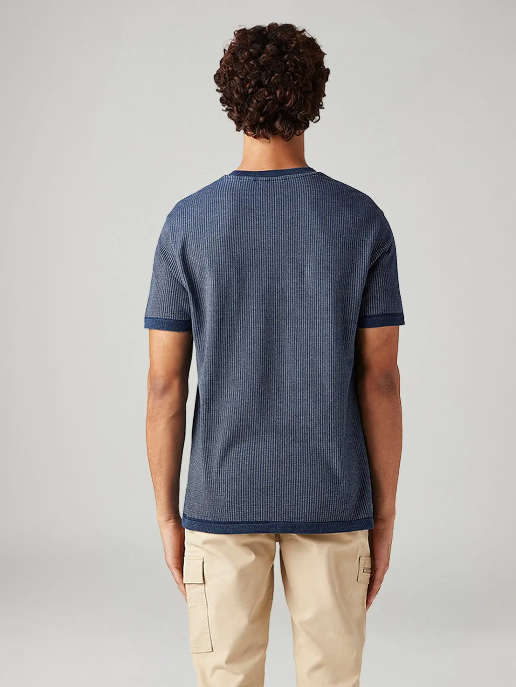 Men's Logo Printed Slim Fit Textured T-Shirt 2