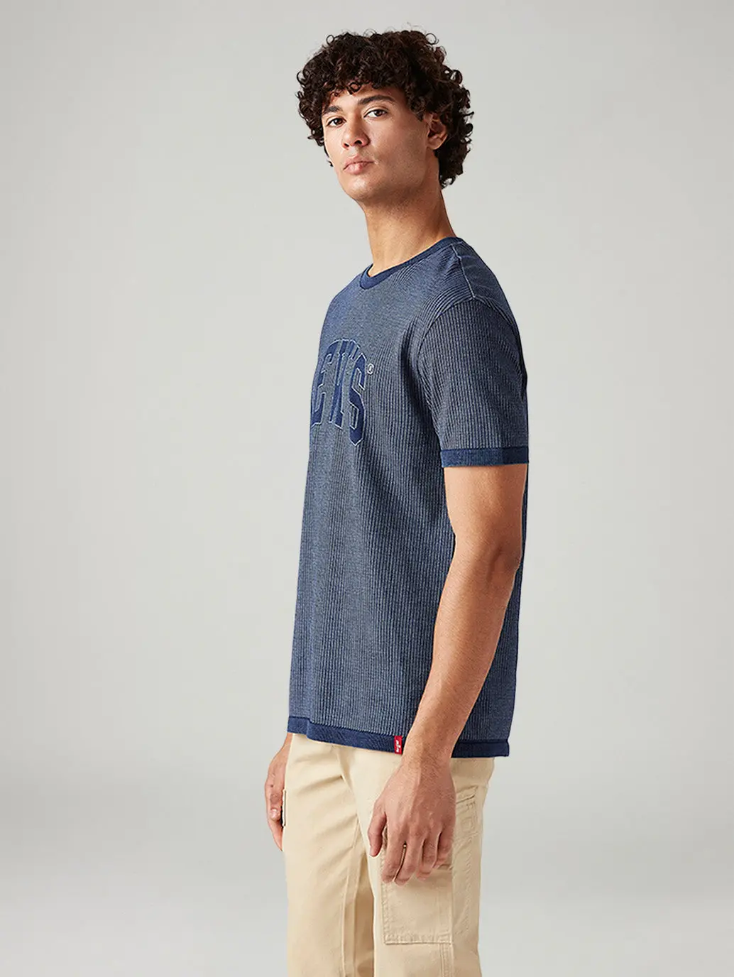 Men's Logo Printed Slim Fit Textured T-Shirt 4