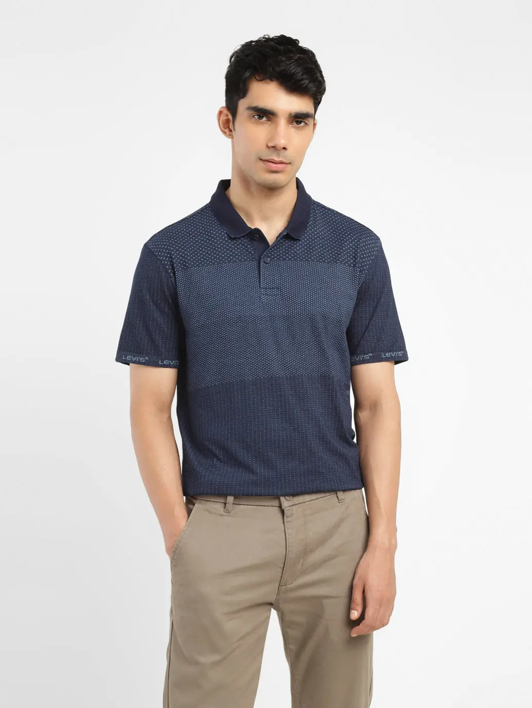 Men's Self Design Polo Collar T-Shirt 1