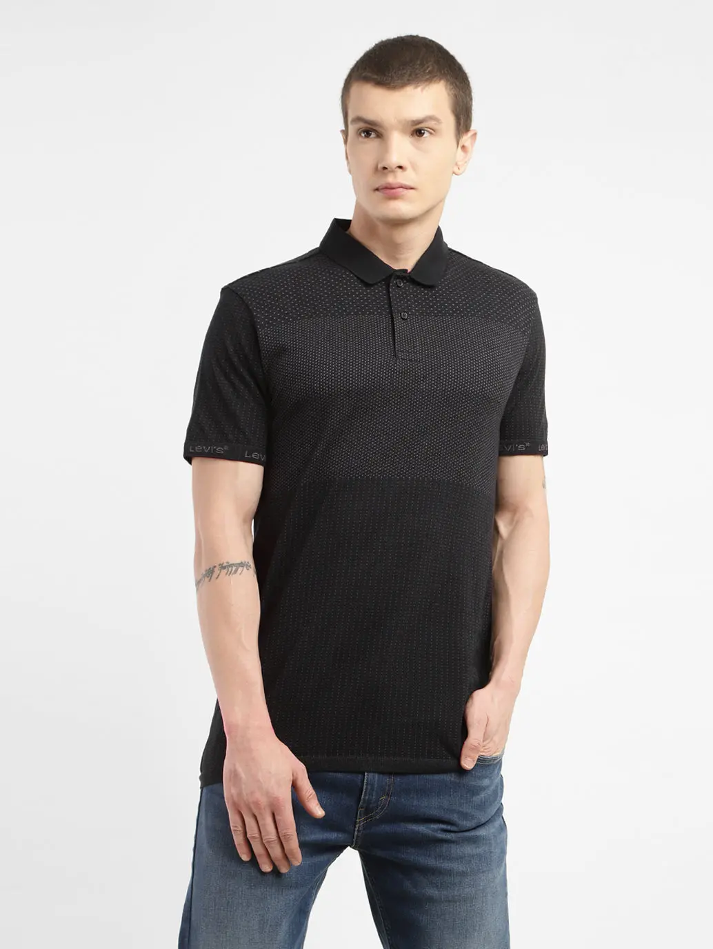 Men's Self Design Polo Collar T-Shirt 1