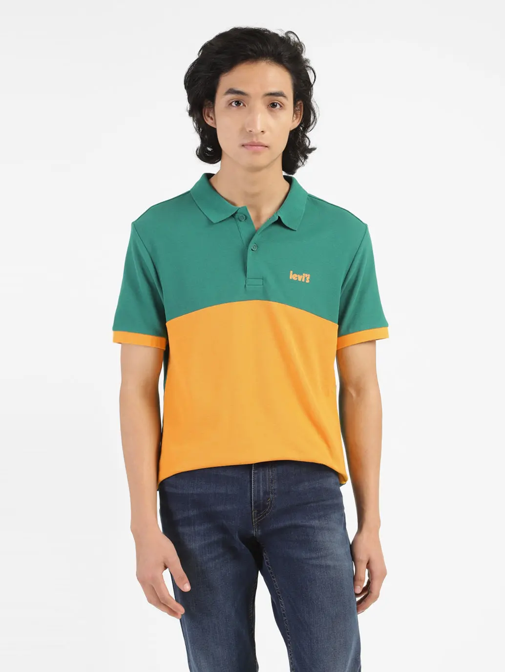 Men's Yellow Polo Collar T-Shirt 1