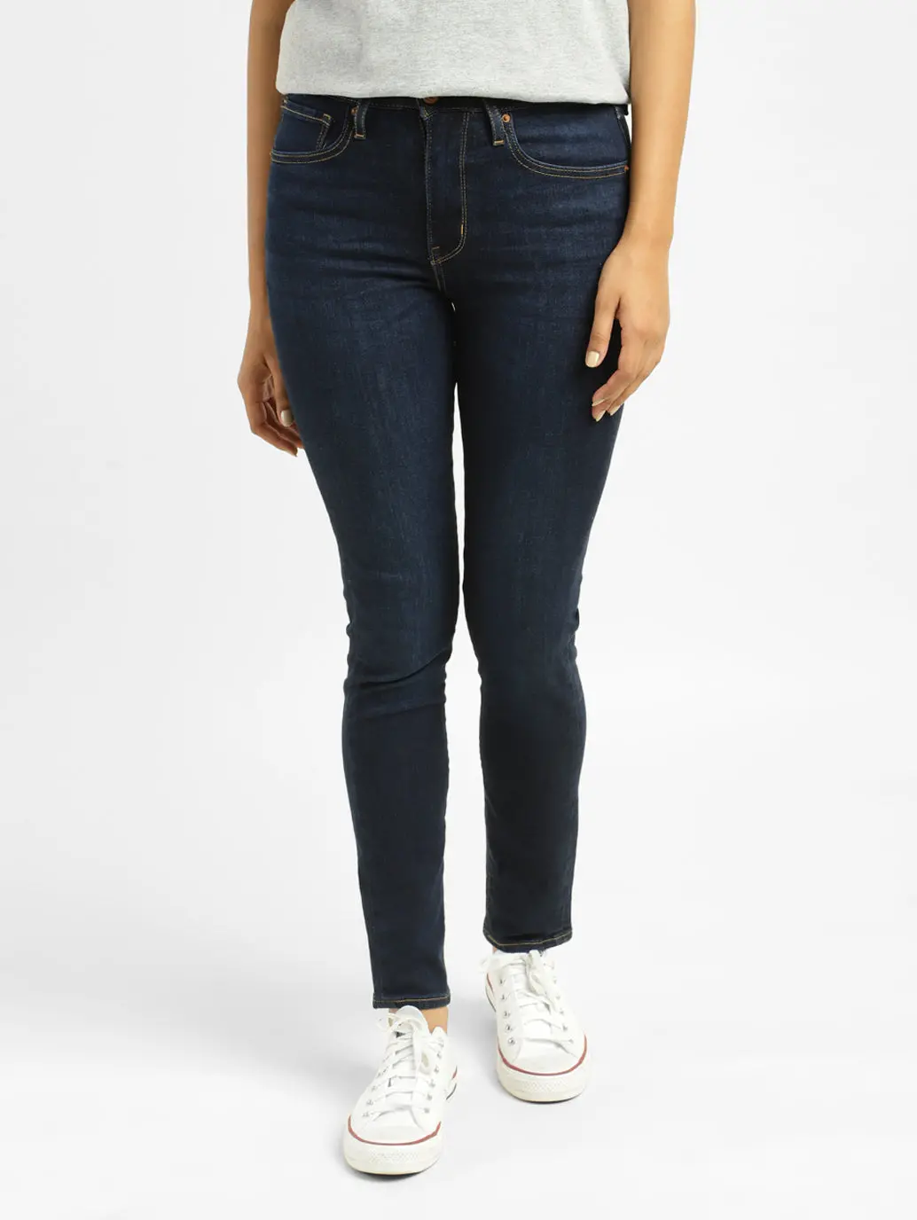 Women's 721 Blue Skinny Fit Mid Rise Jeans 1