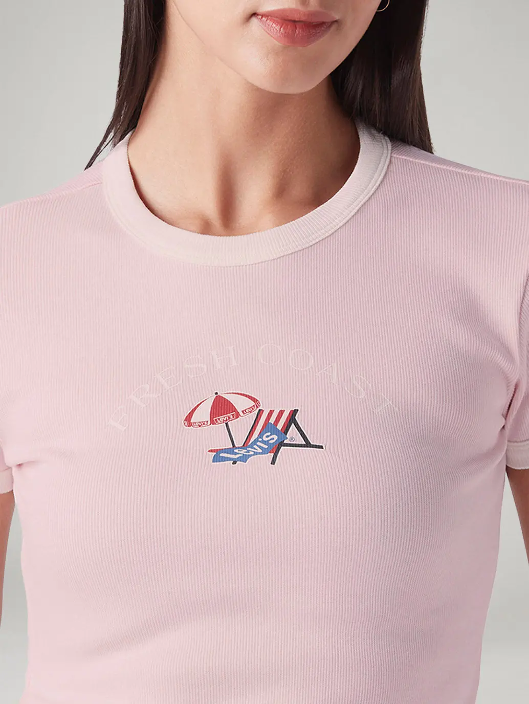 Women's Printed Slim Fit Ribbed T-Shirt 4