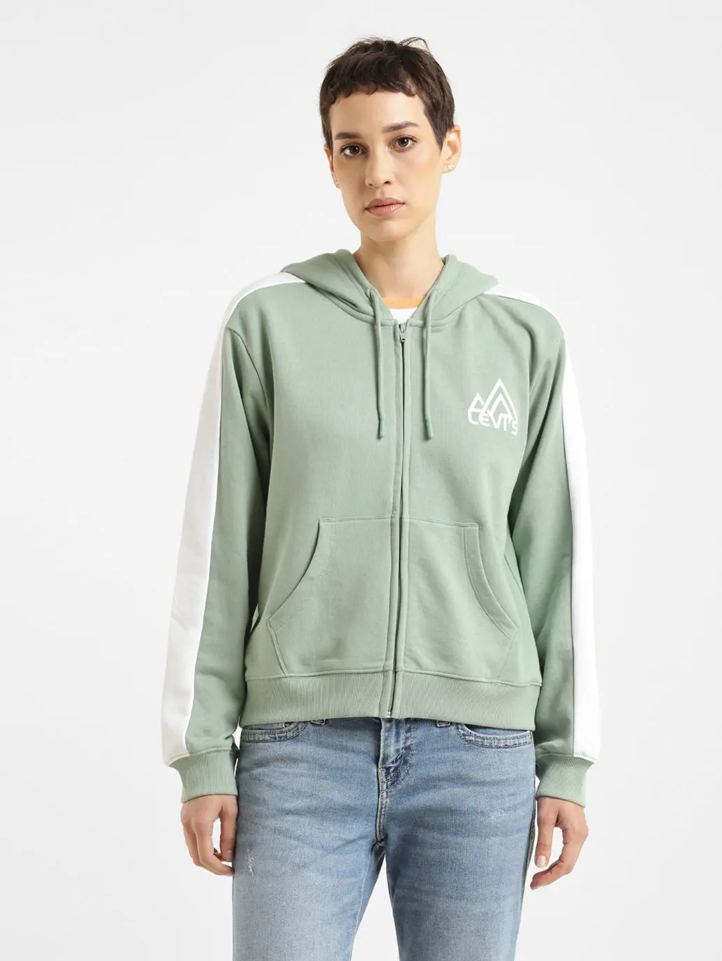 Women's Printed Green Hooded Sweatshirt 1