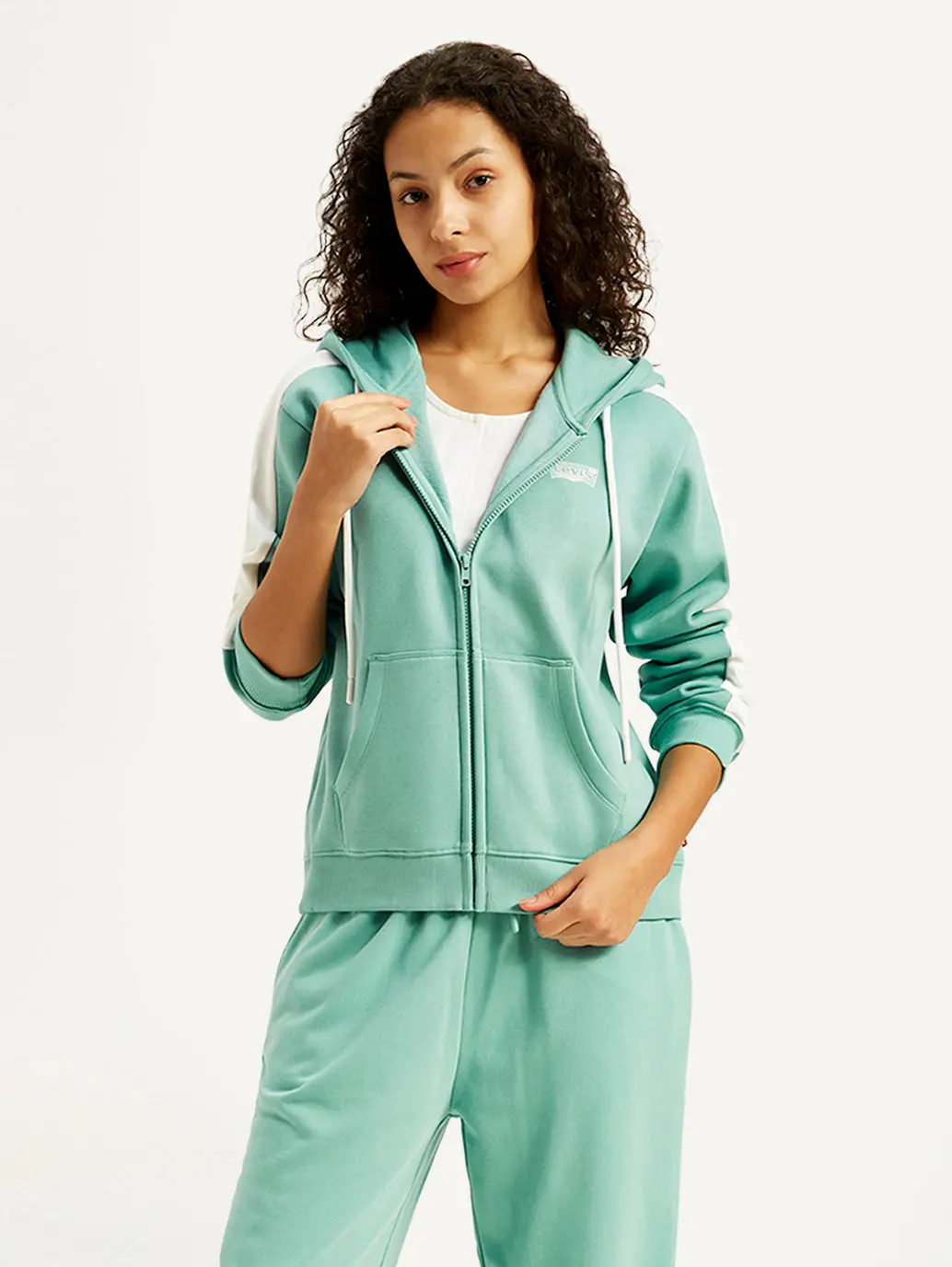 Women's Colorblock Blue Hooded Sweatshirt 1