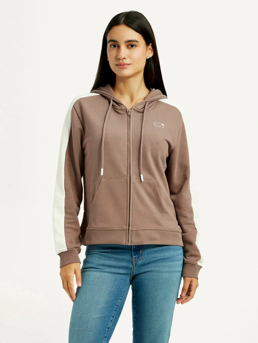 Women's Solid Brown Hooded Sweatshirt 1