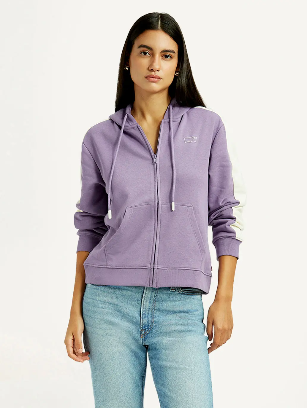 Women's Colorblock Lavender Hooded Sweatshirt 1