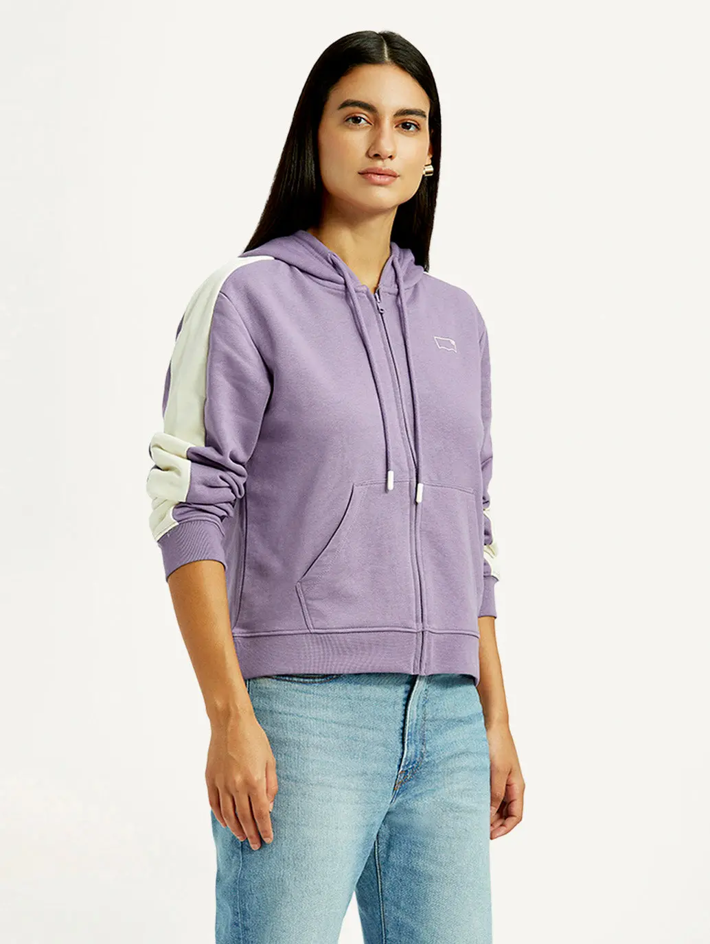 Women's Colorblock Lavender Hooded Sweatshirt 3