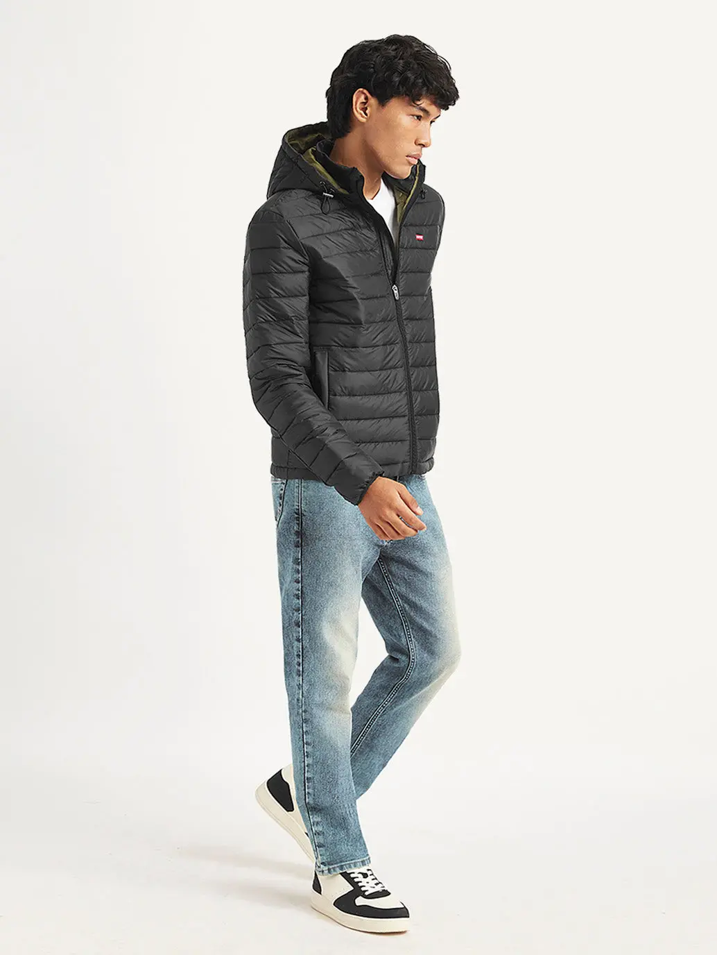 Men's Quilted Black Hooded Puffer Jacket 1