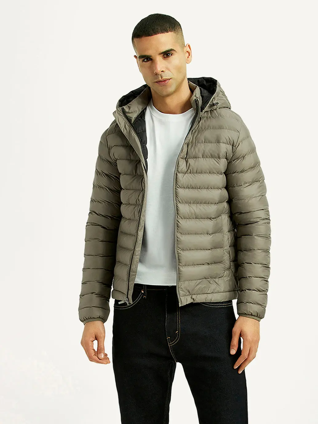 Men's Quilted Grey Puffer Jacket 1