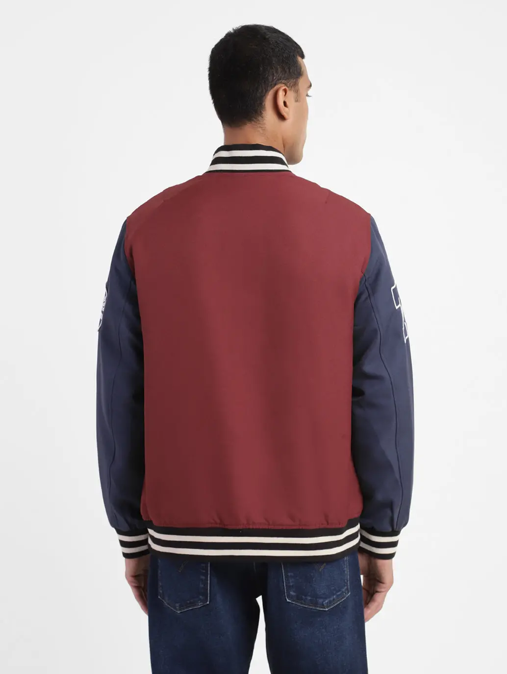 Men's Colorblock Collar Neck Bomber Jacket 3