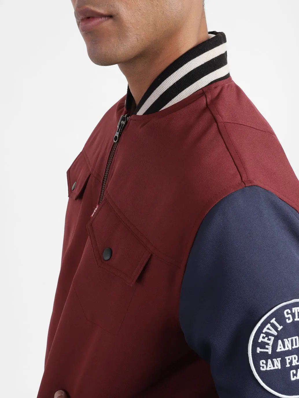 Men's Colorblock Collar Neck Bomber Jacket 5