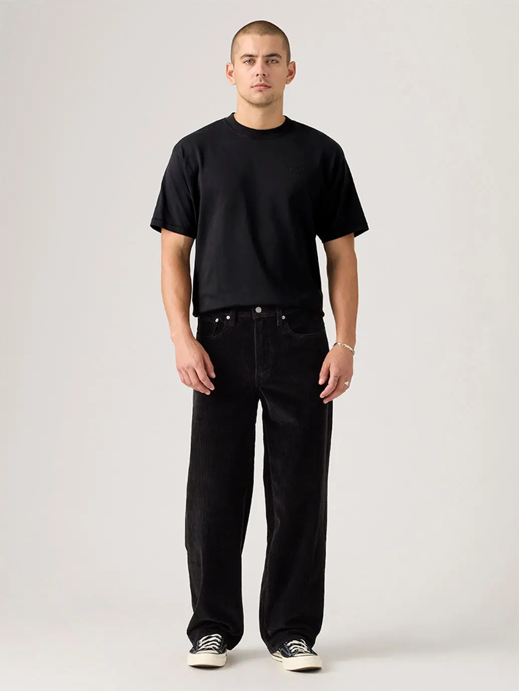 Men's 578 Black Loose Fit Mid Rise Corduroy Jeans 1