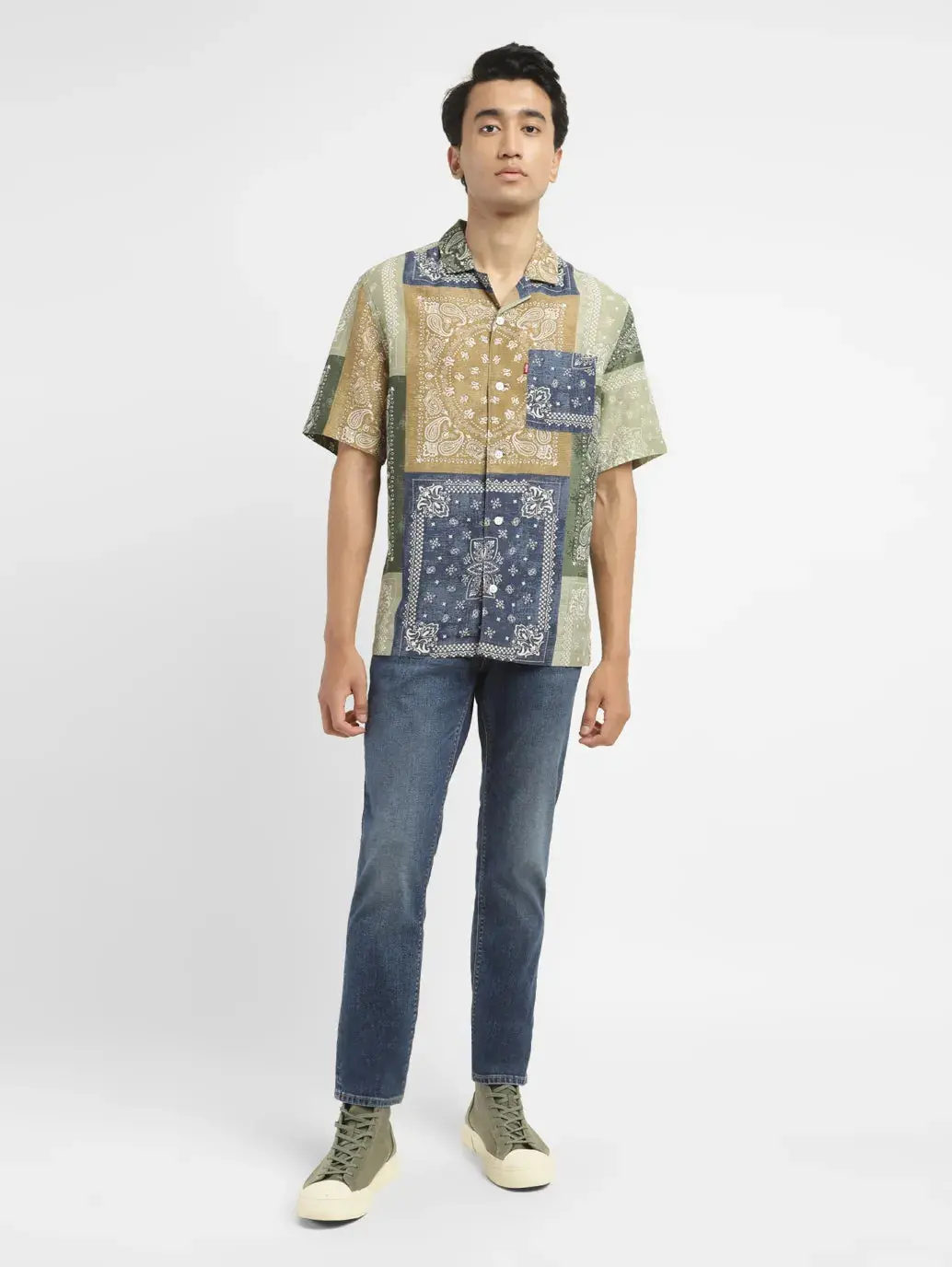 Men's Paisley Regular Fit Linen Shirt 1