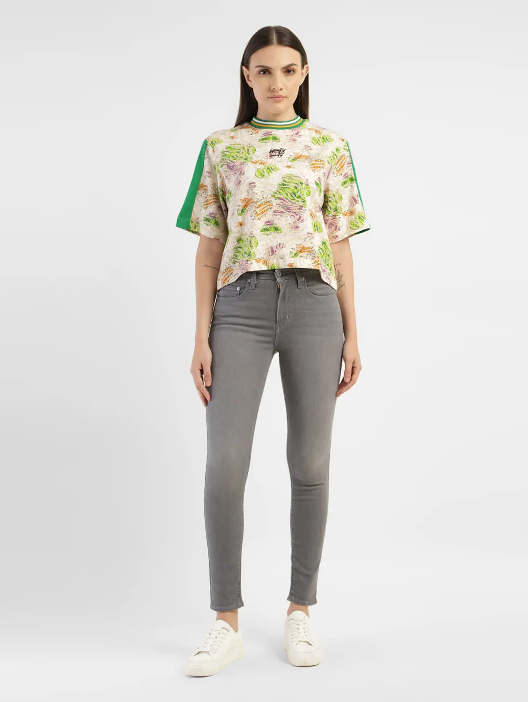 Women's Abstract Print Round Neck T-Shirt 1