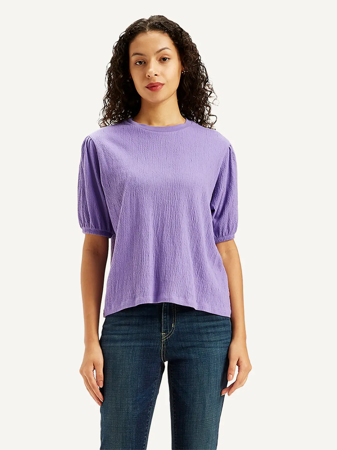 Women's Textured Crew Neck Top 1