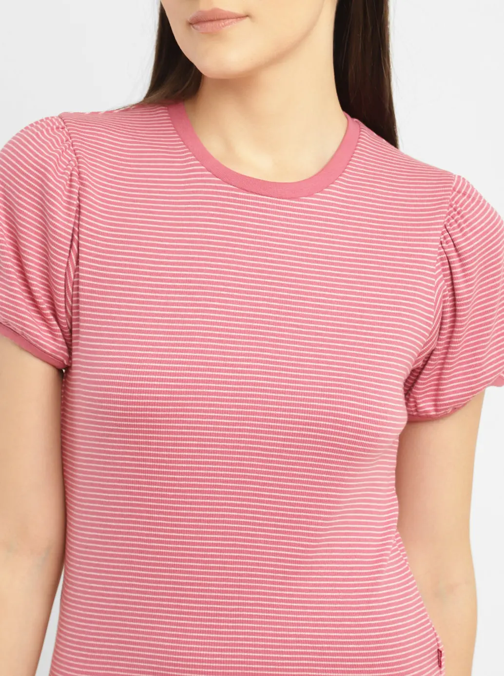 Women's Striped Pink Round Neck Top 5