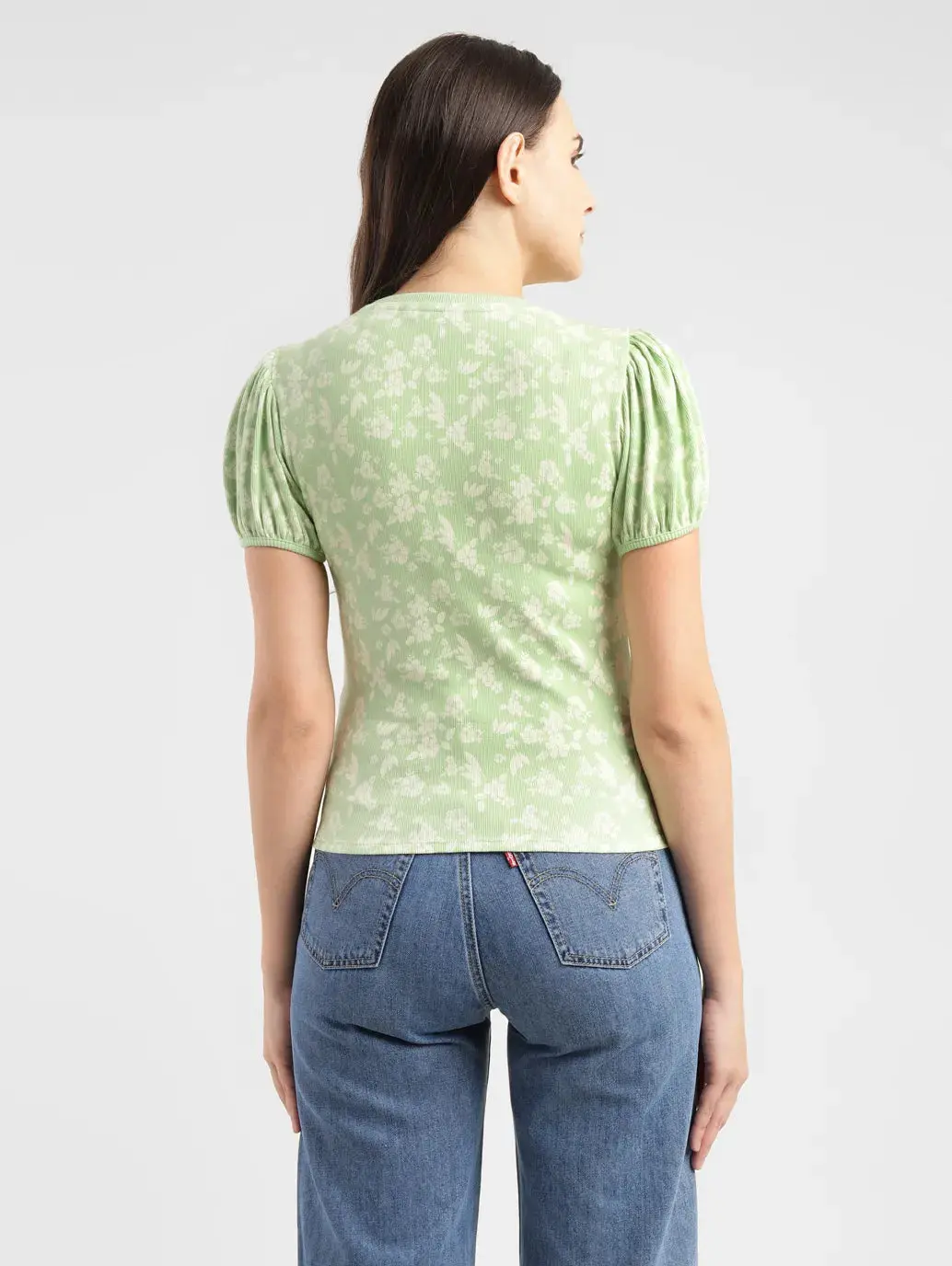 Women's Floral Green Crew Neck Top 3