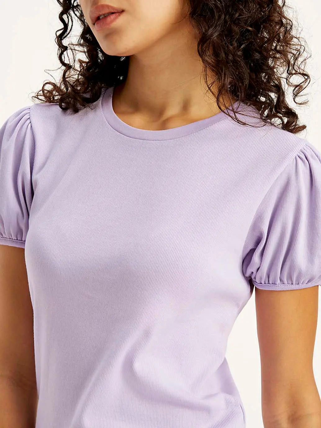 Women's Textured Purple Crew Neck Top 5