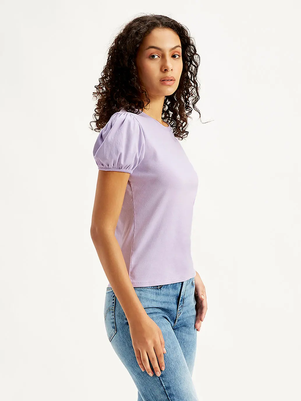 Women's Textured Purple Crew Neck Top 1