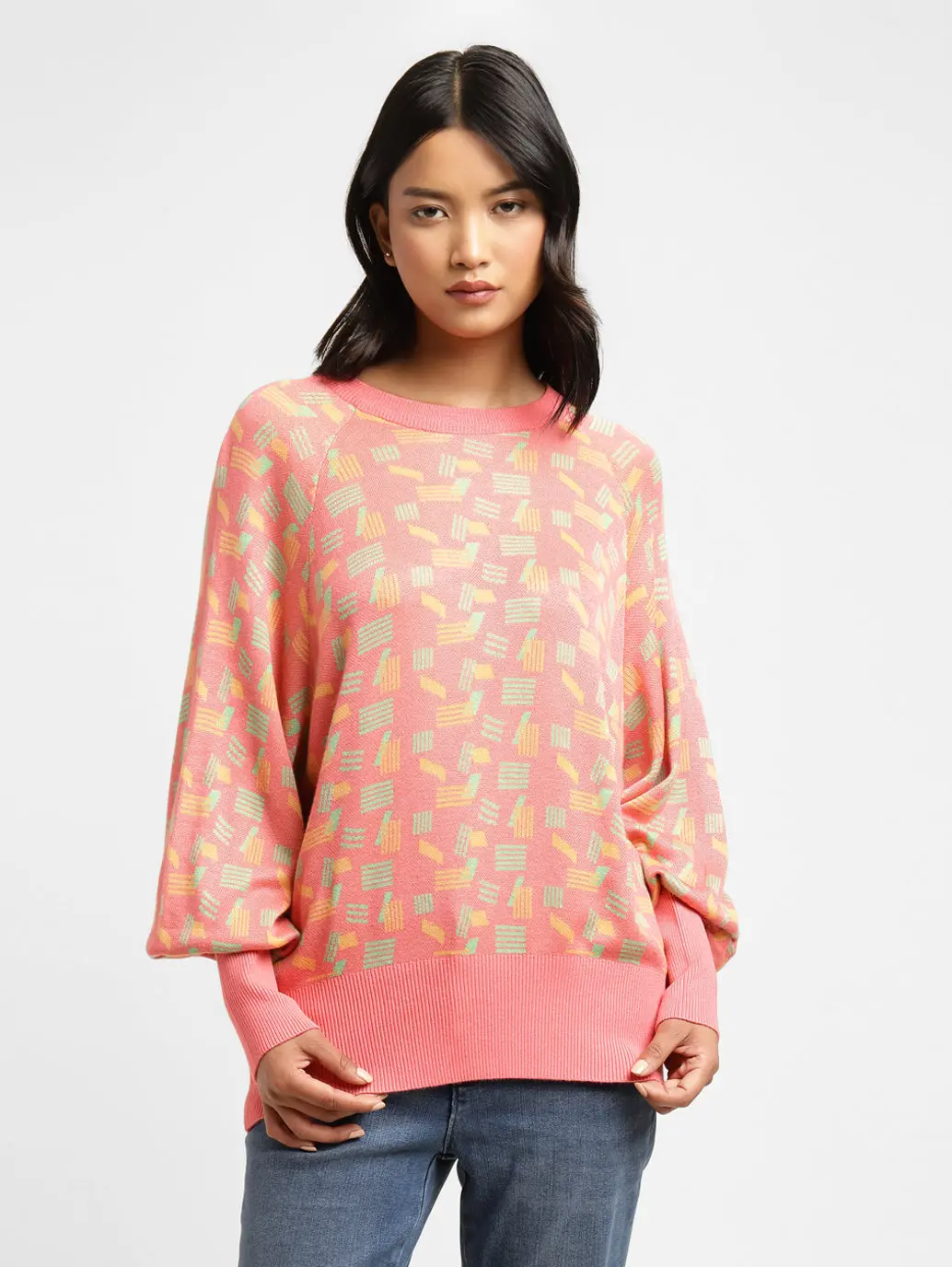 Women's Printed Crew Neck Sweater 1