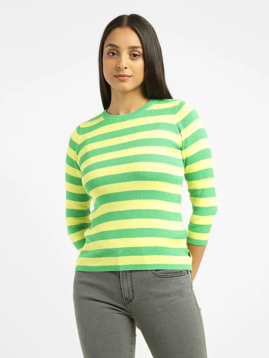 Women's Striped Crew Neck Sweater 1