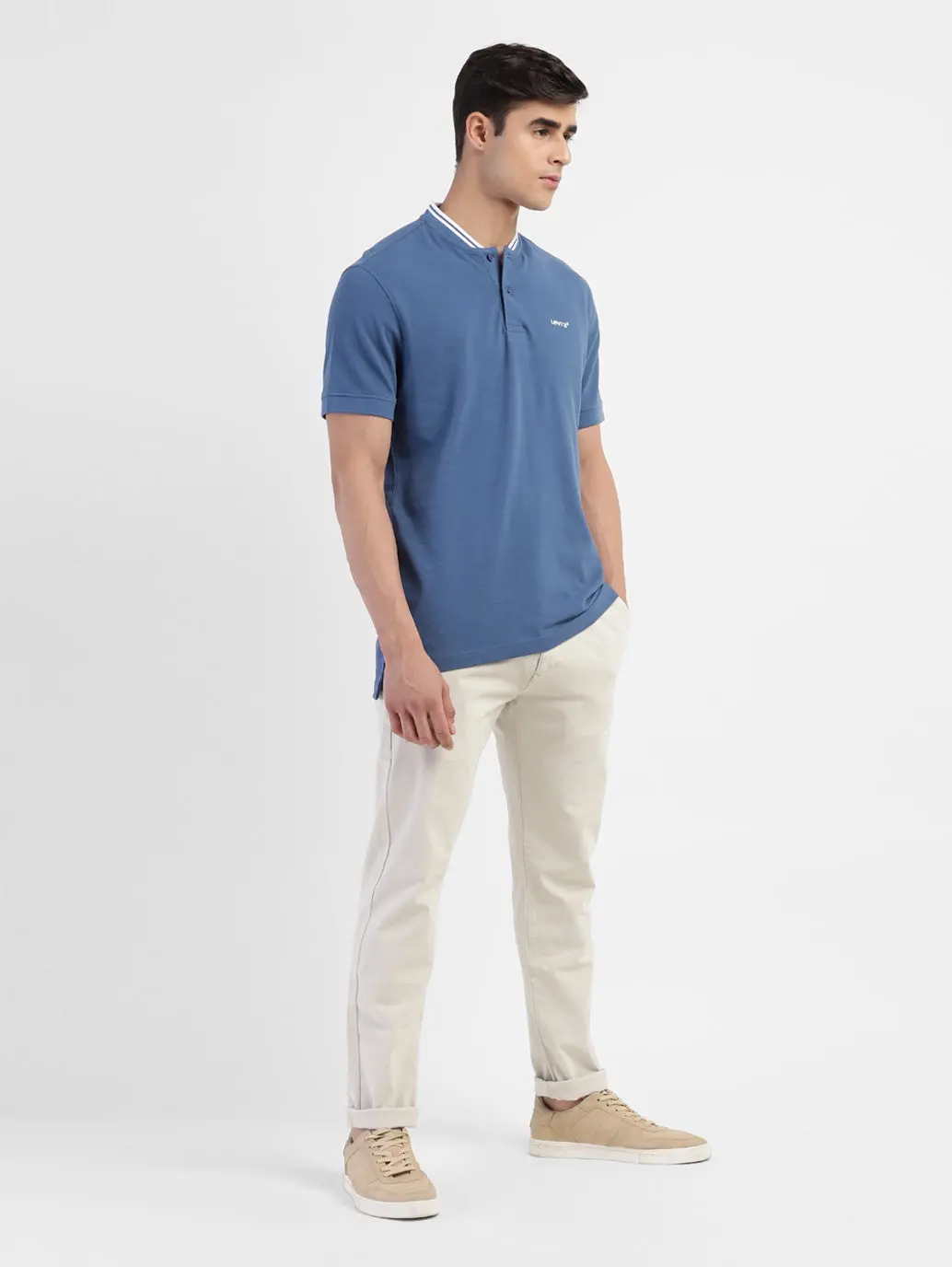 Men's Solid Band Neck T-Shirt 1