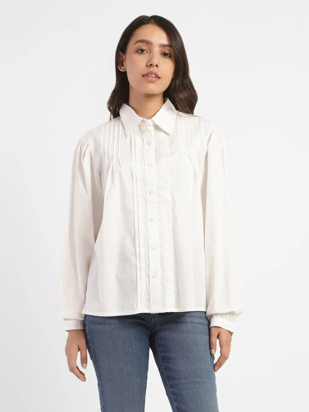 Women's Solid Spread Collar Shirt 2