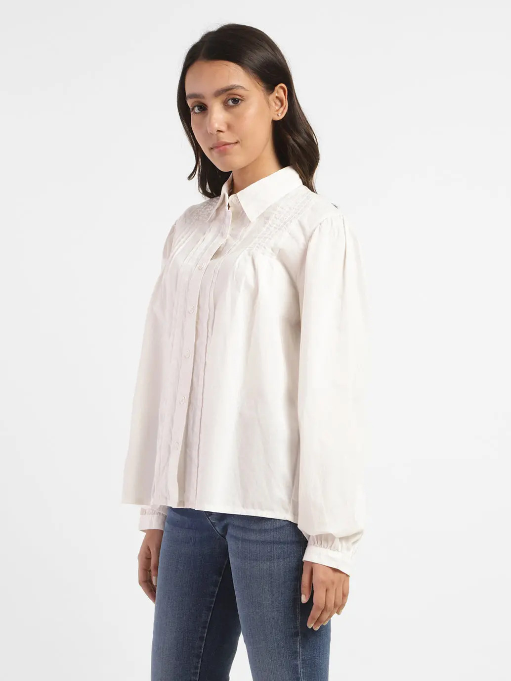 Women's Solid Spread Collar Shirt 4