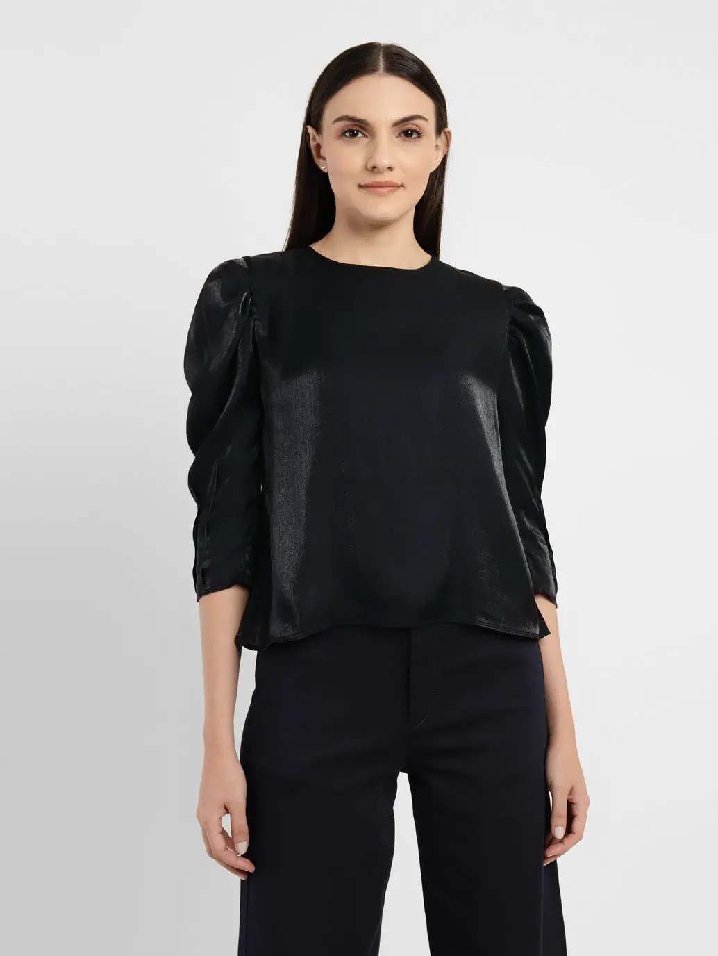Women's Solid Round Neck Top 1