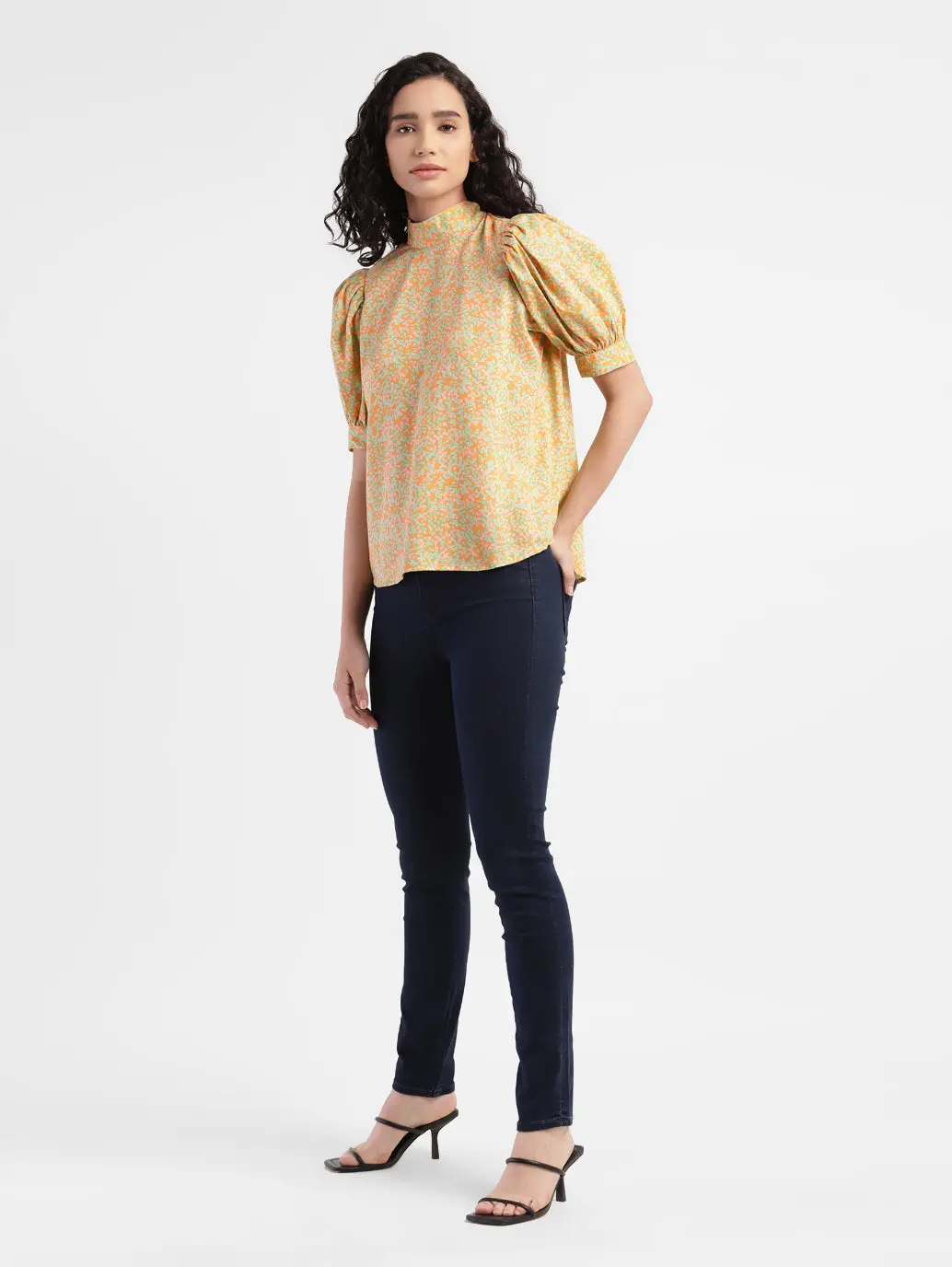 Women's All Over Print High Neck Top 1