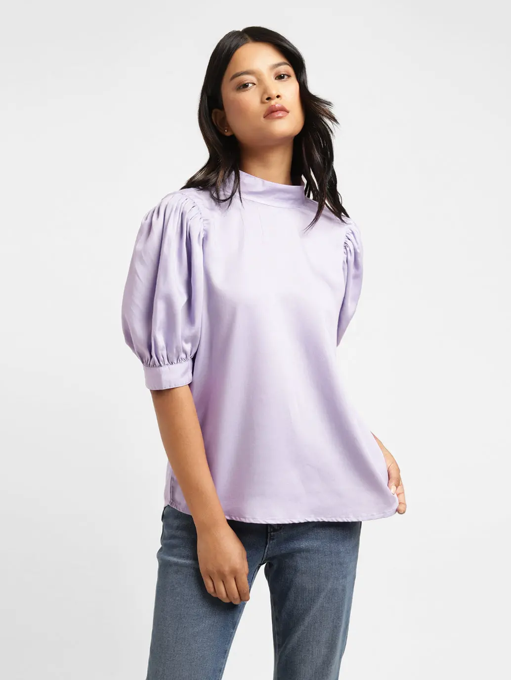 Women's Solid High Neck Top 1