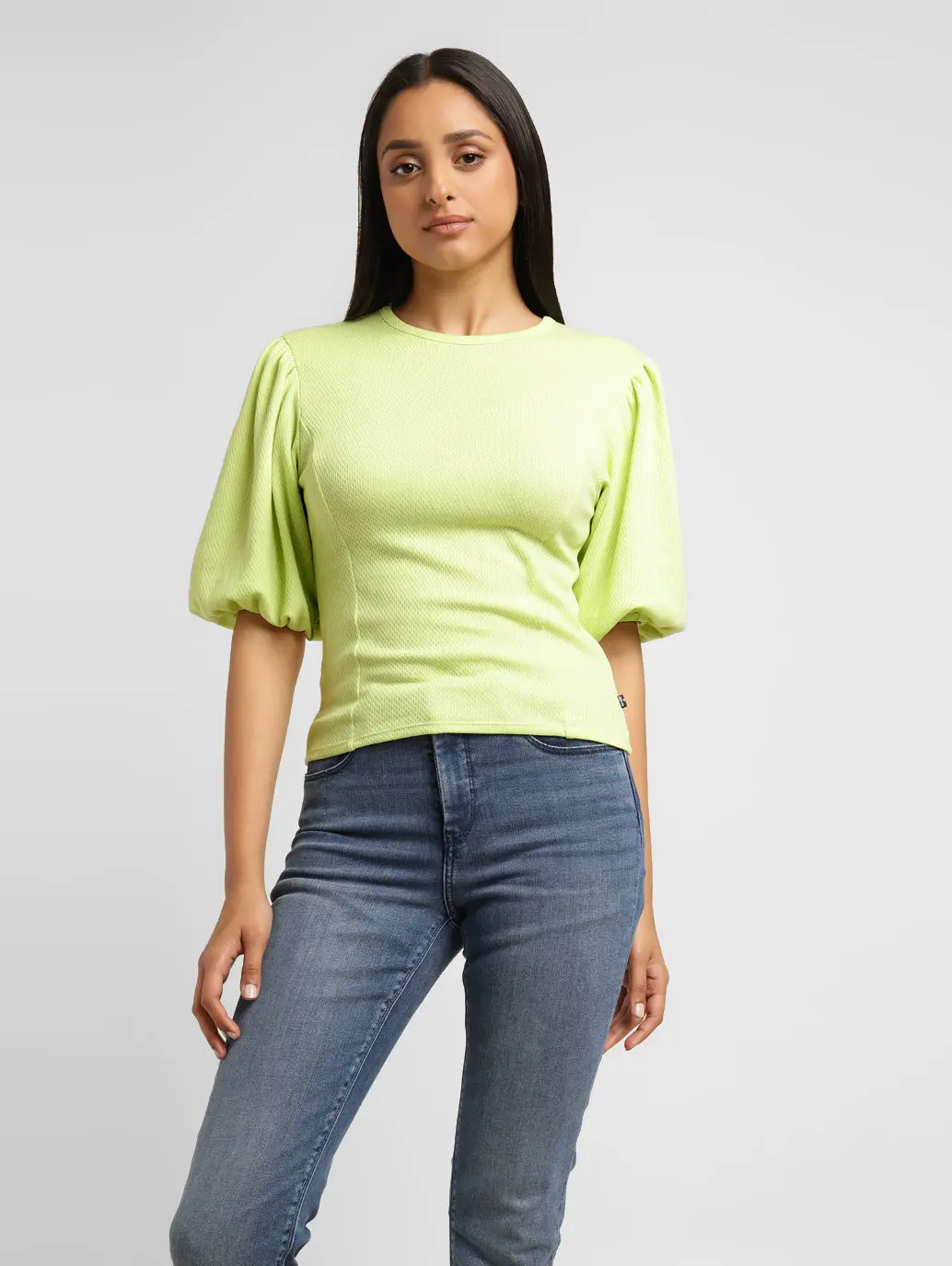 Women's Textured Round Neck Top 1