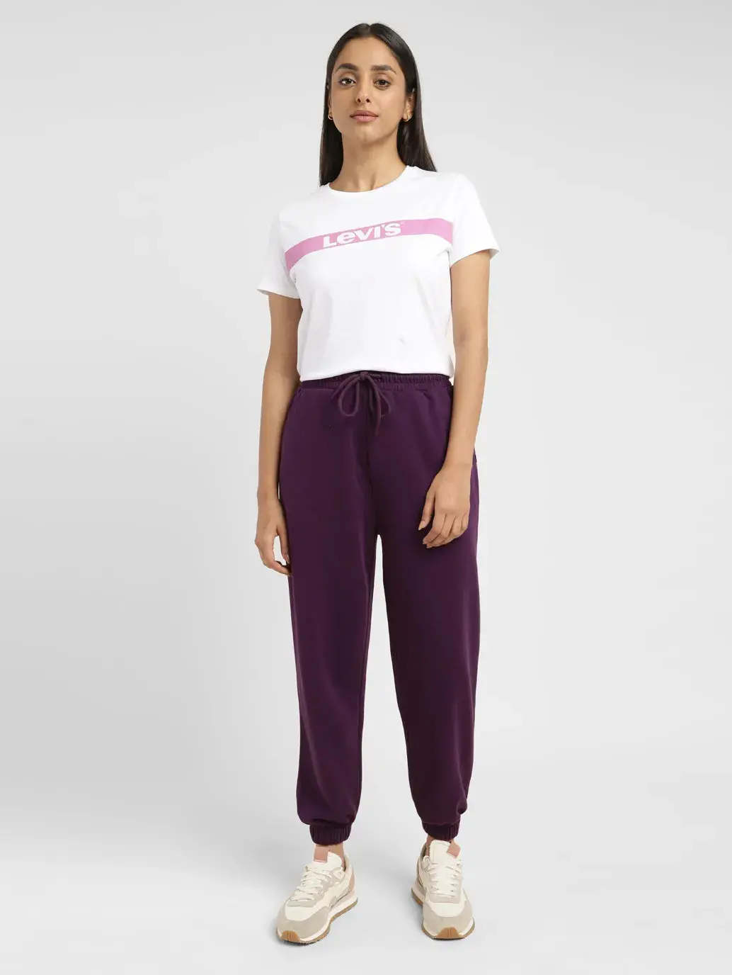 Women's High Rise Purple Regular Fit Joggers 1