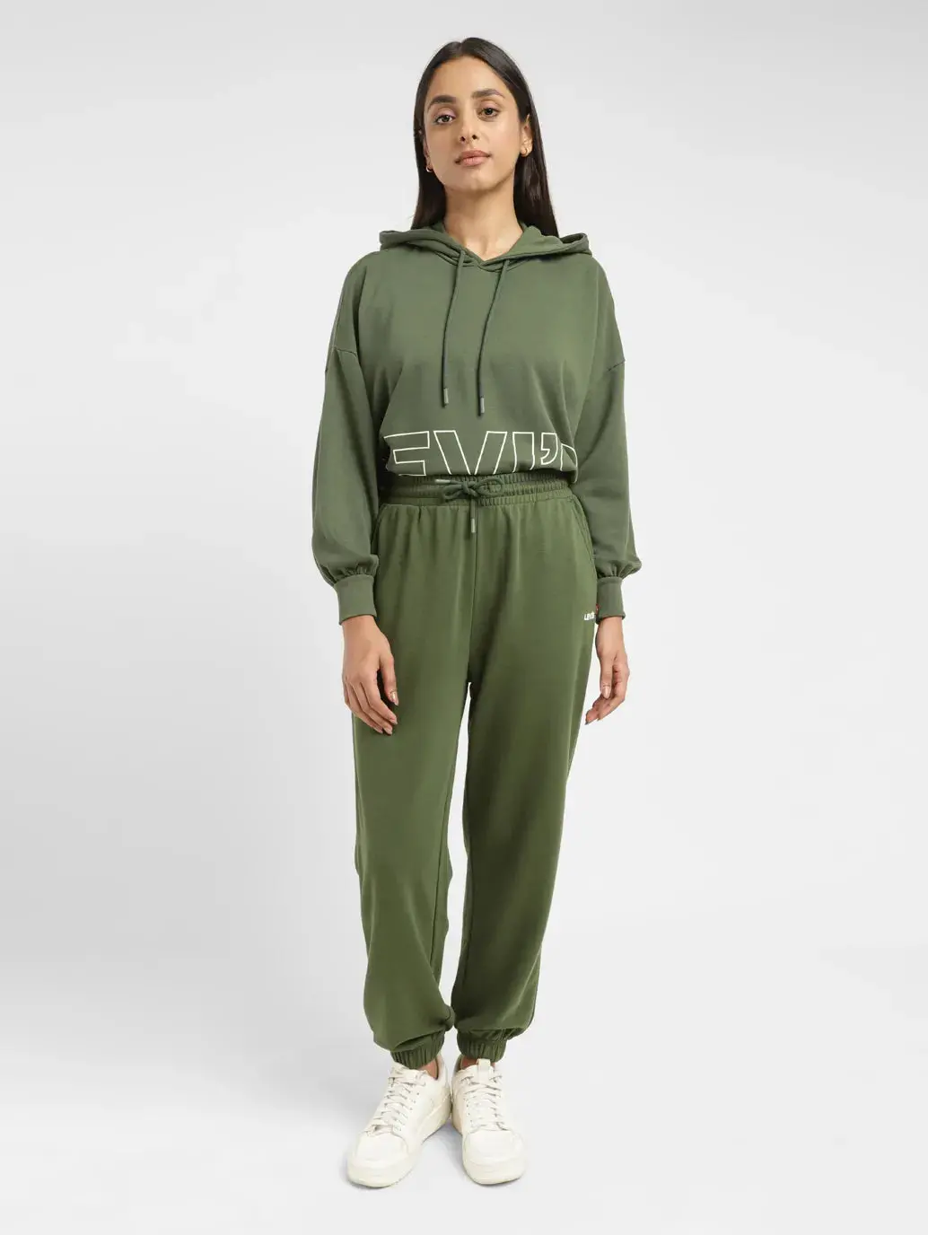 Women's High Rise Green Regular Fit Joggers 1