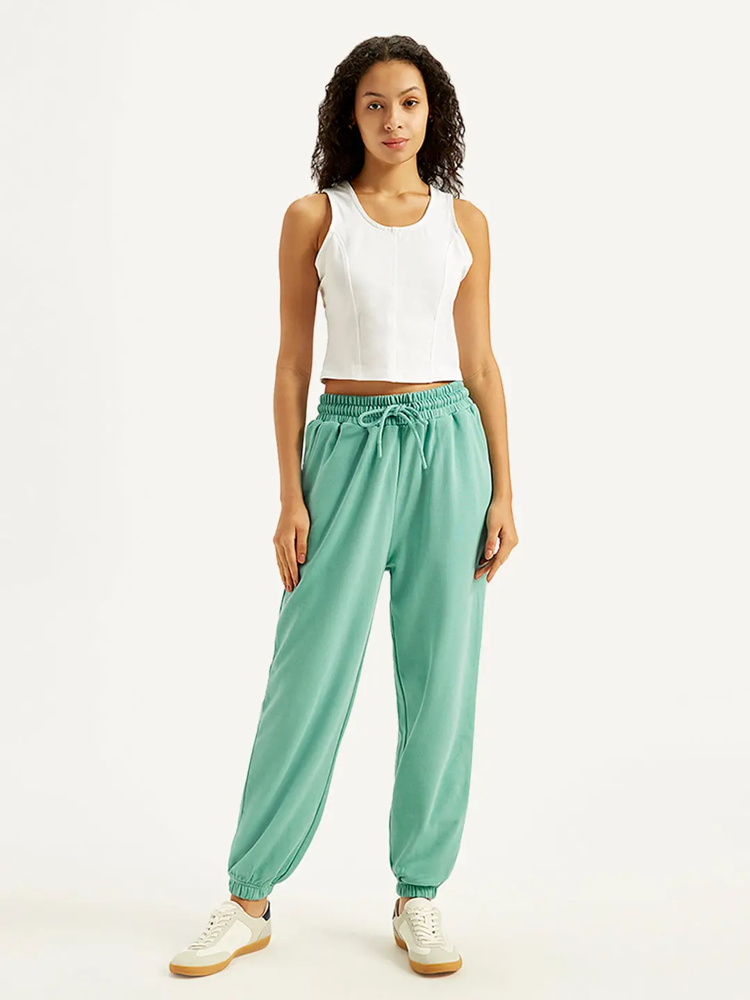 Women's Mid Rise Green Joggers 1