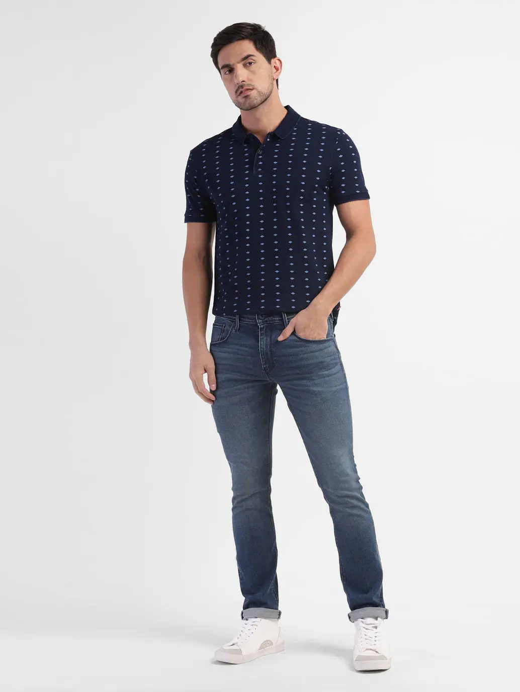 Men's 65504 Blue Skinny Fit Mid Rise Jeans 1