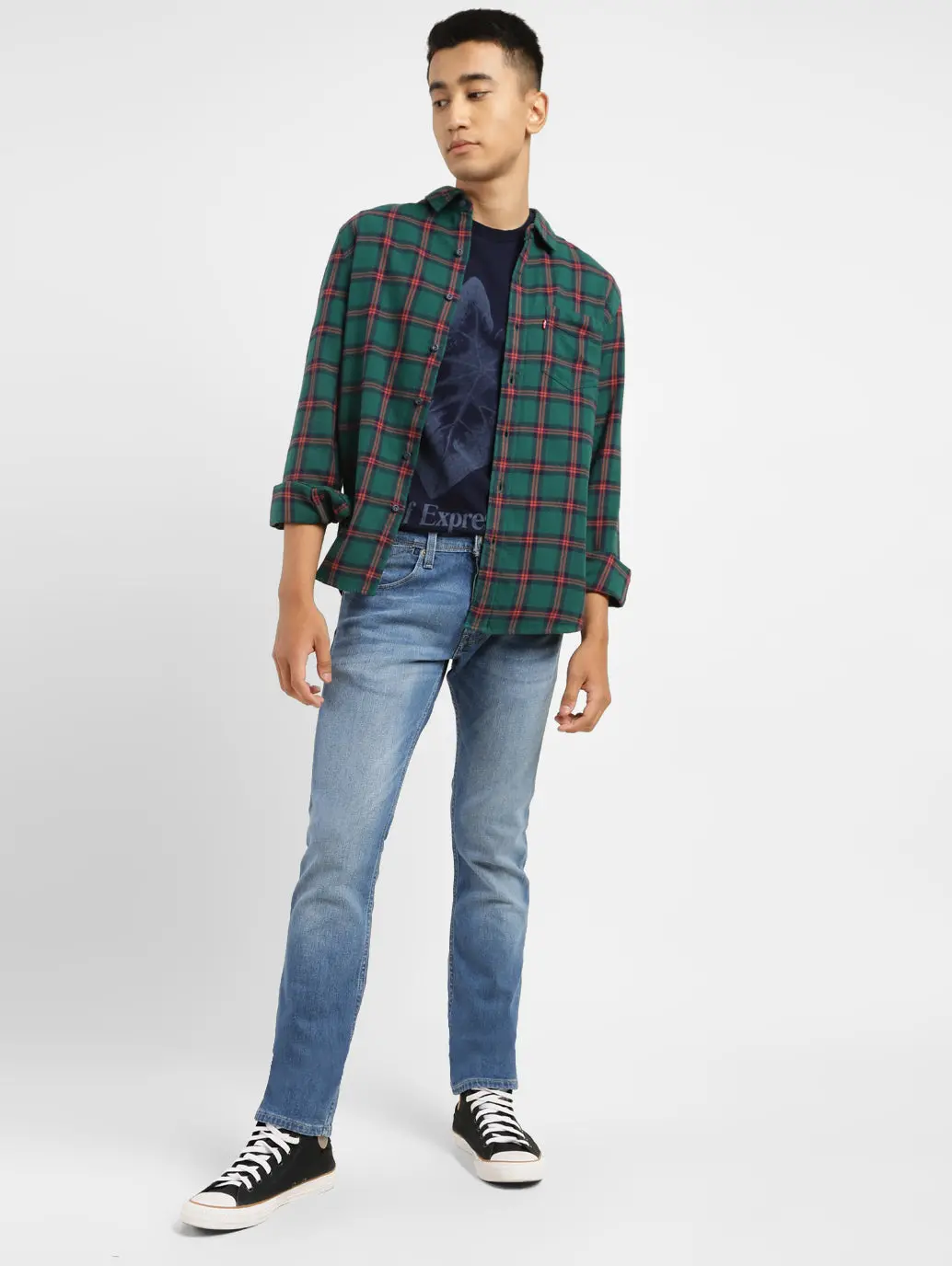 Men's 65504 Blue Skinny Fit Mid Rise Jeans 1