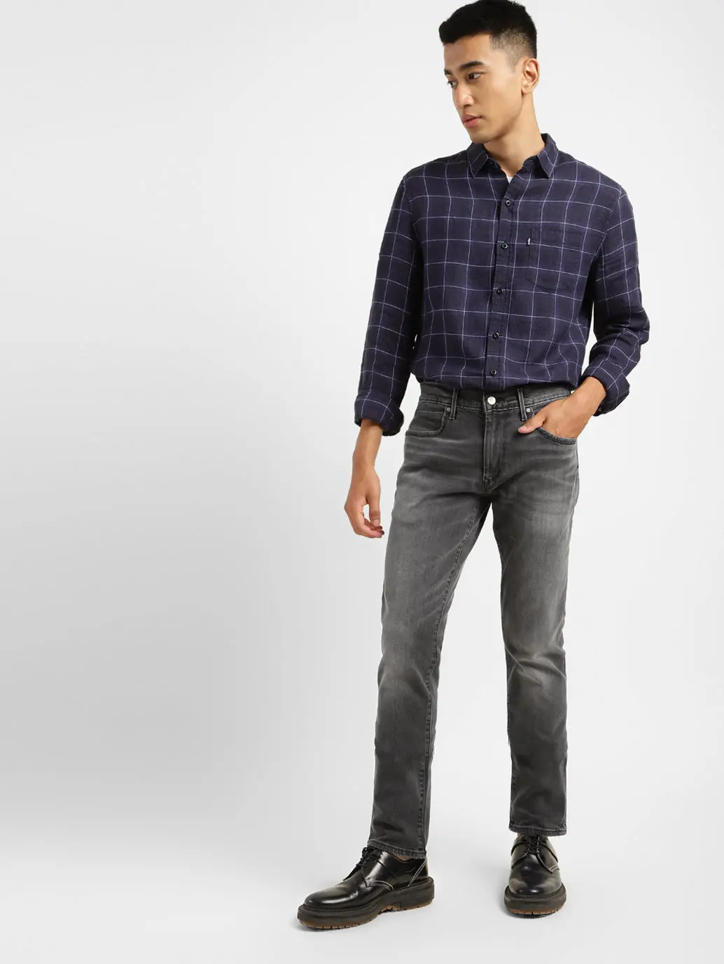 Men's Redloop 65504 Grey Skinny Fit Mid Rise Jeans 1