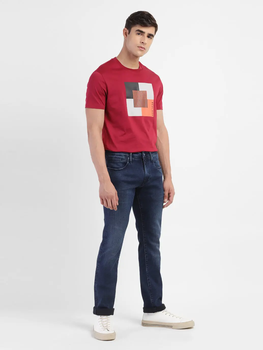Men's Redloop 65504 Blue Skinny Fit Mid Rise Jeans 1