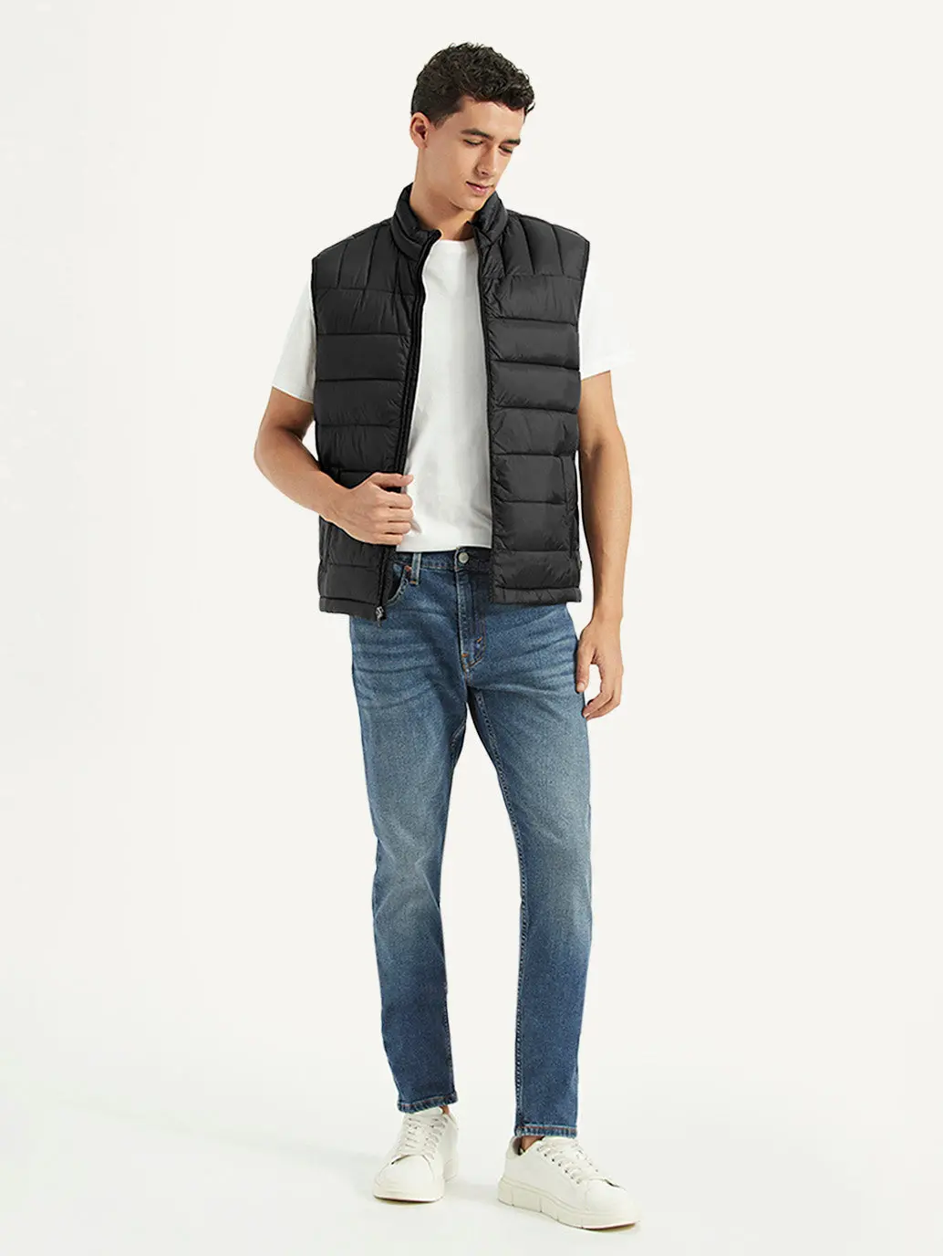 Men's Quilted Black Collar Neck Jacket 1