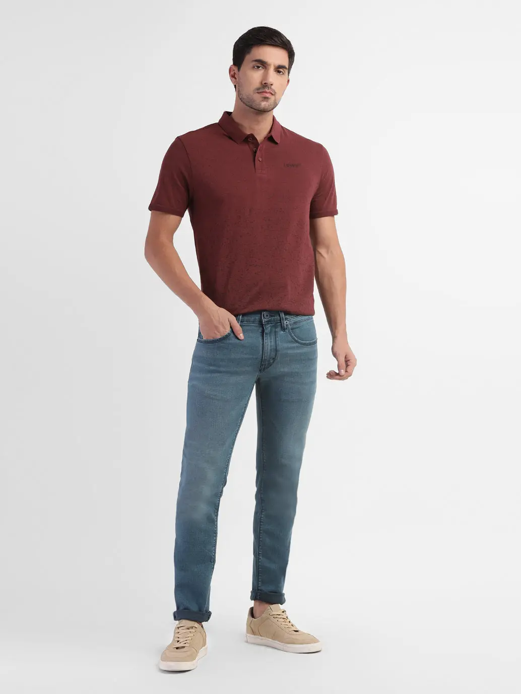 Men's 65504 Blue Skinny Fit Mid Rise Jeans 1