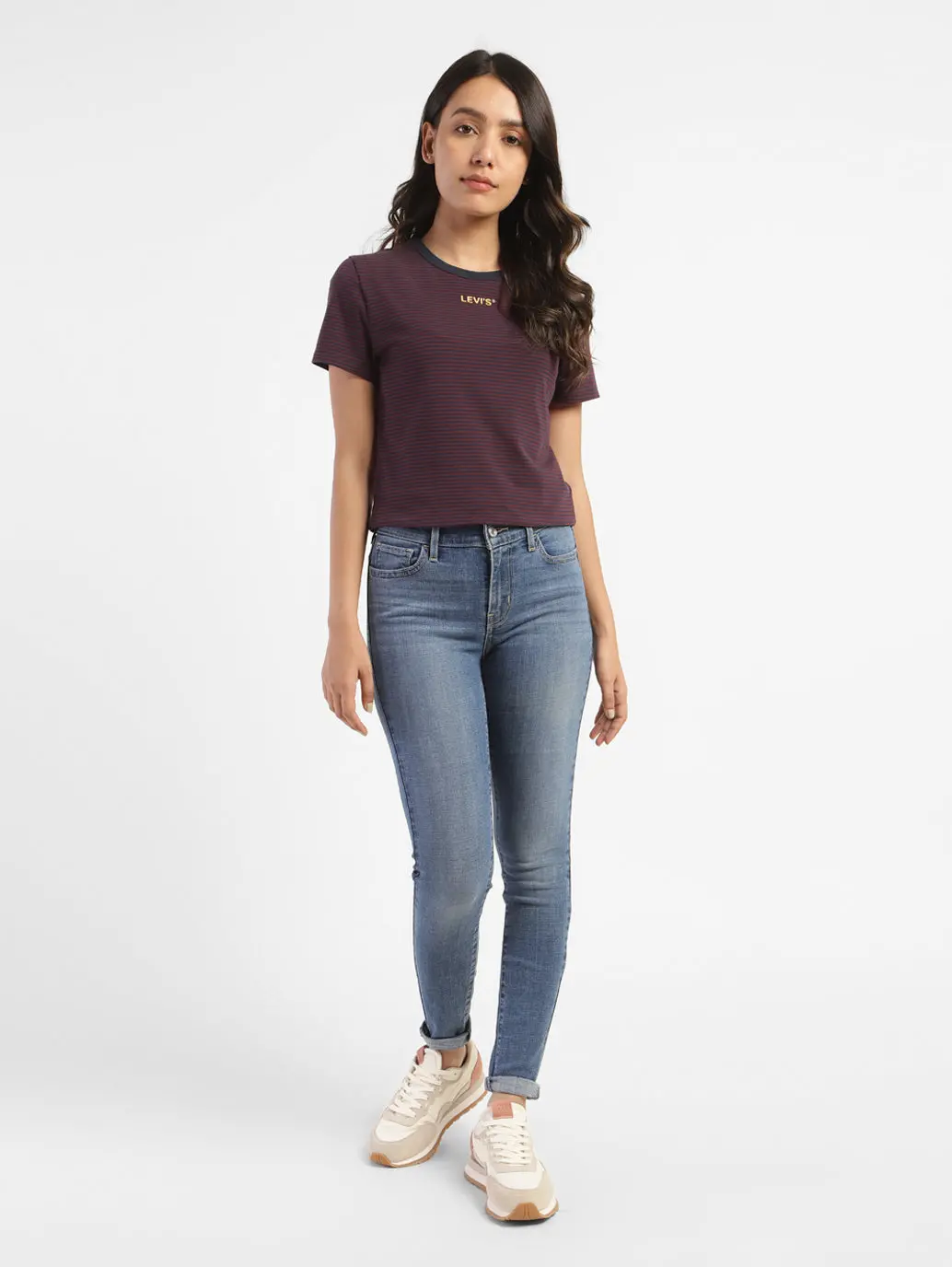 Women's Striped Slim Fit T-Shirt Purple 1