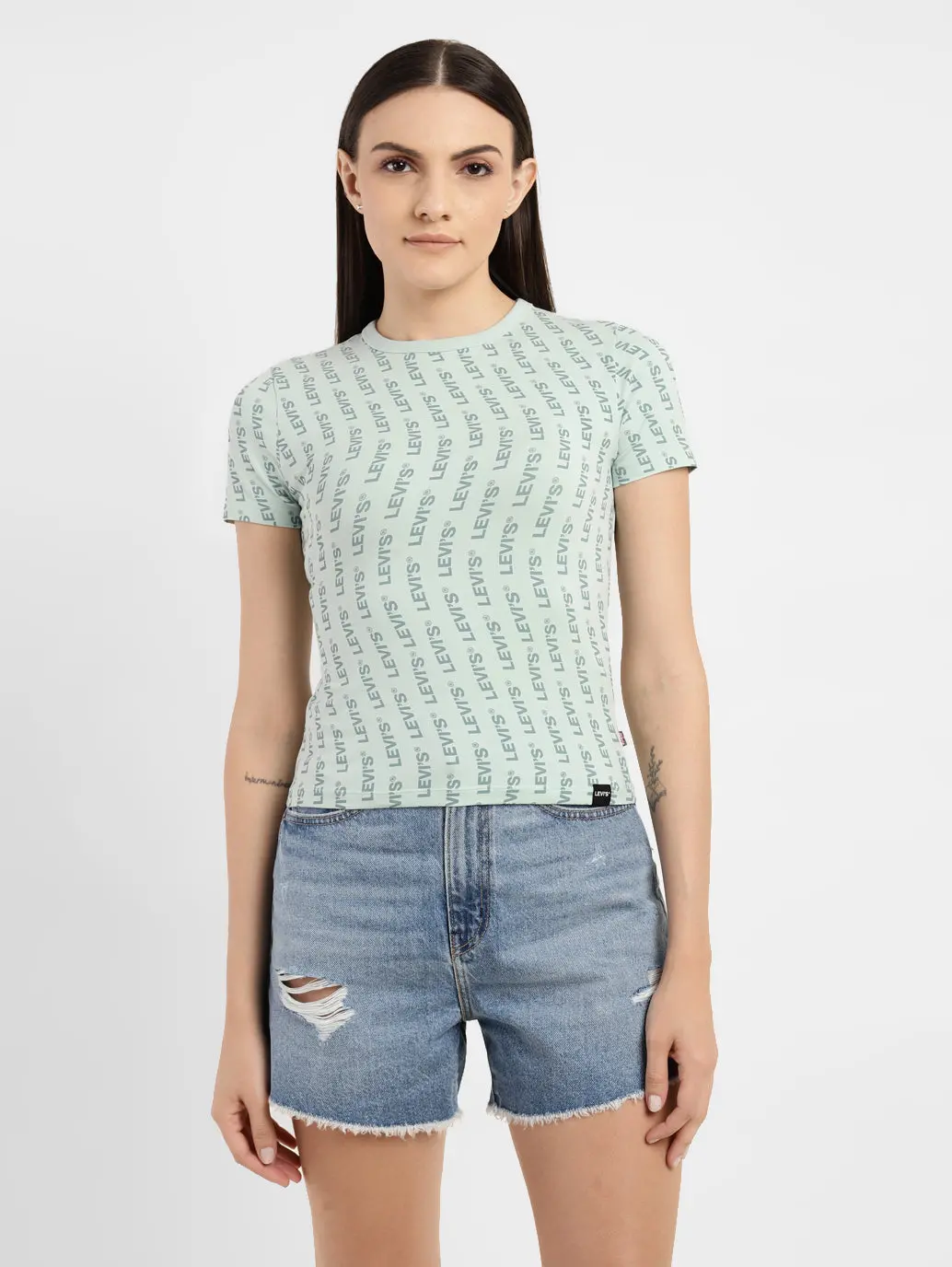 Women's Brand Logo Slim Fit T-Shirt 1