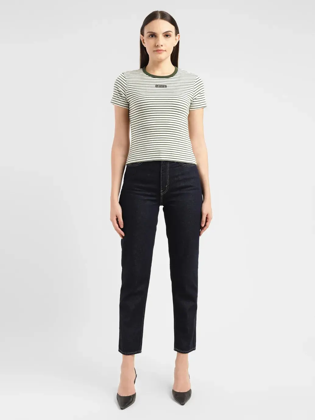 Women's Striped Crew Neck T-Shirt 1