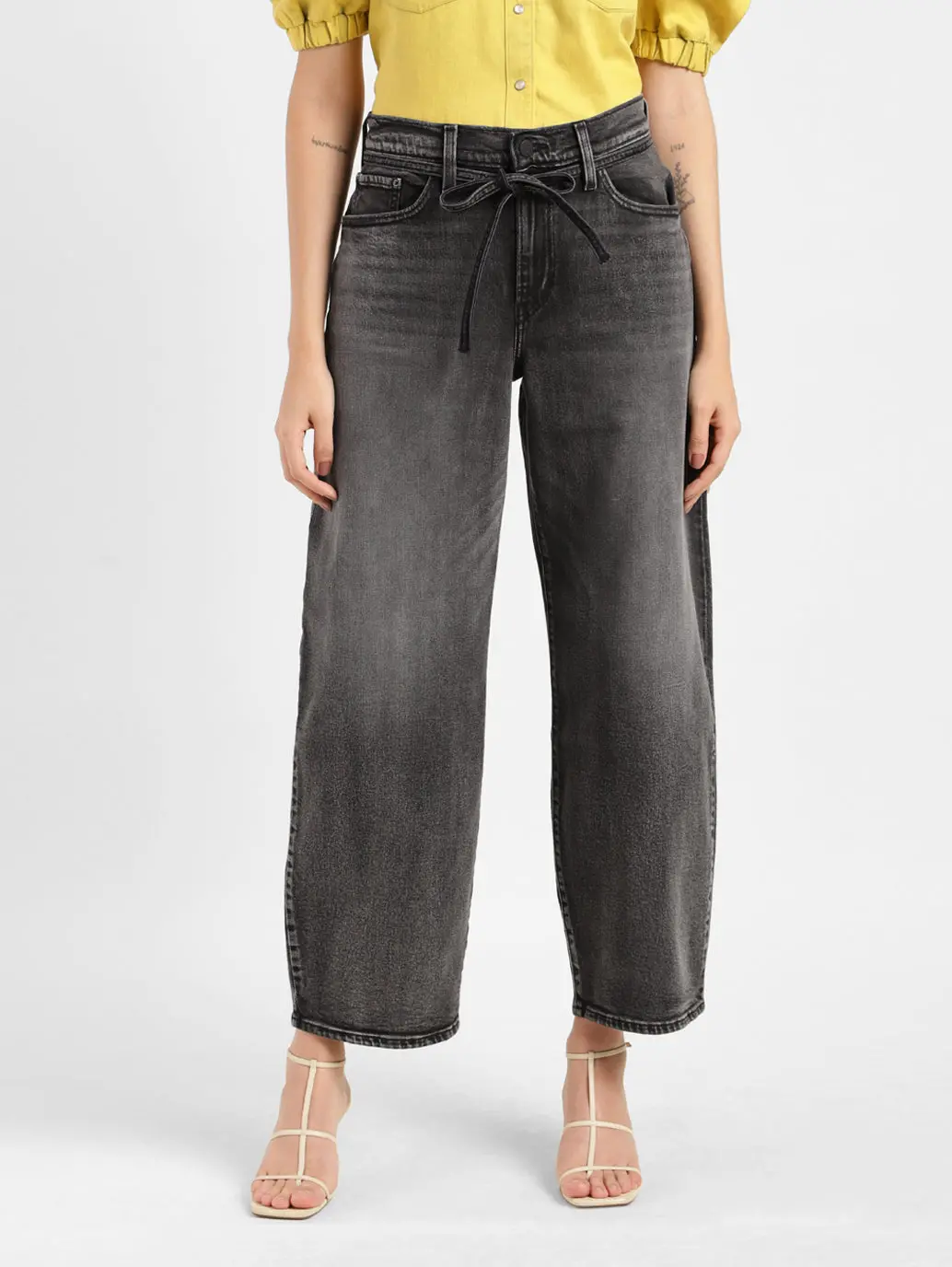 Women's Grey Xl Balloon Loose Fit Mid Rise Jeans 1