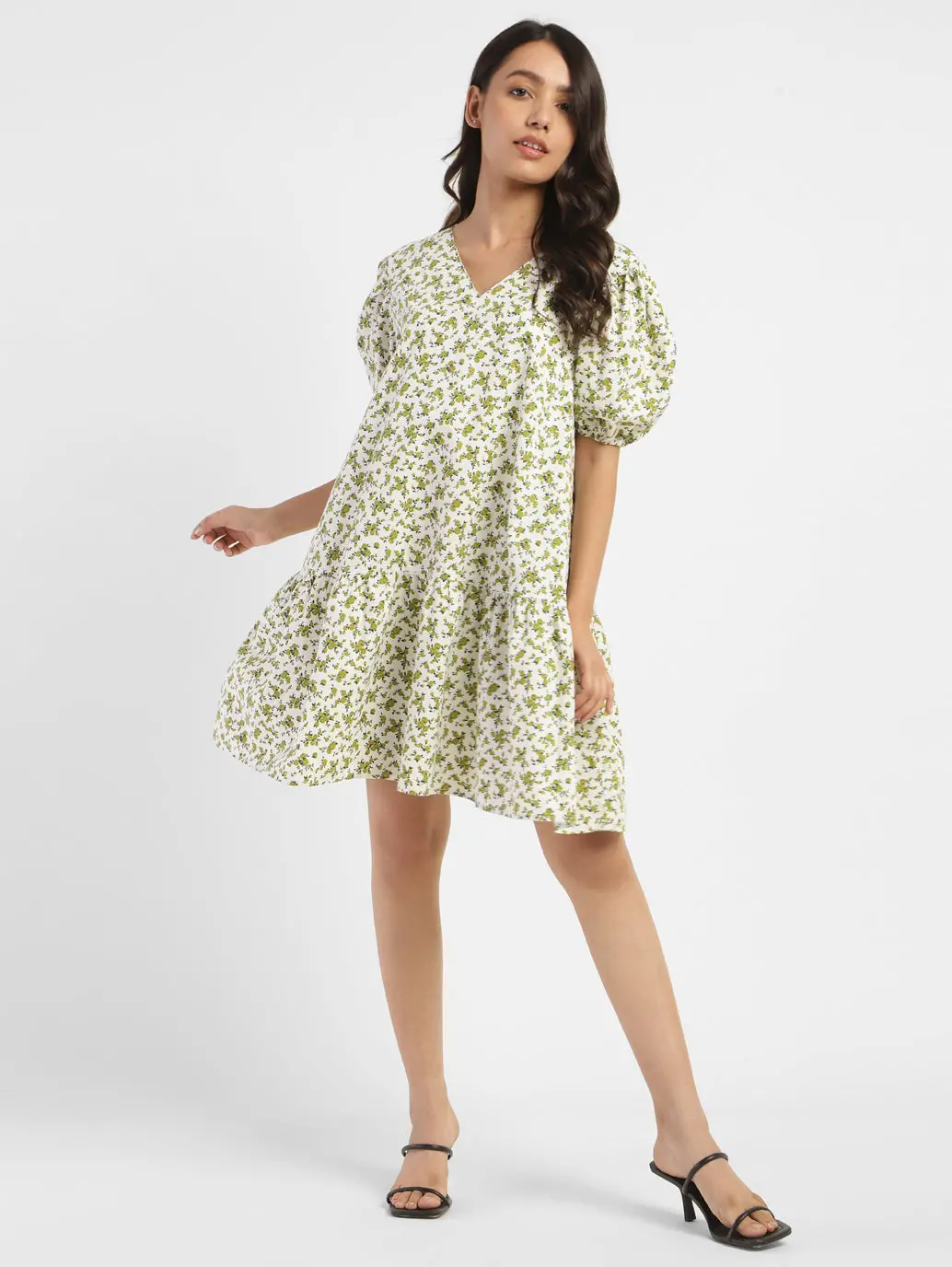 Women's Floral Print V Neck Dress 1