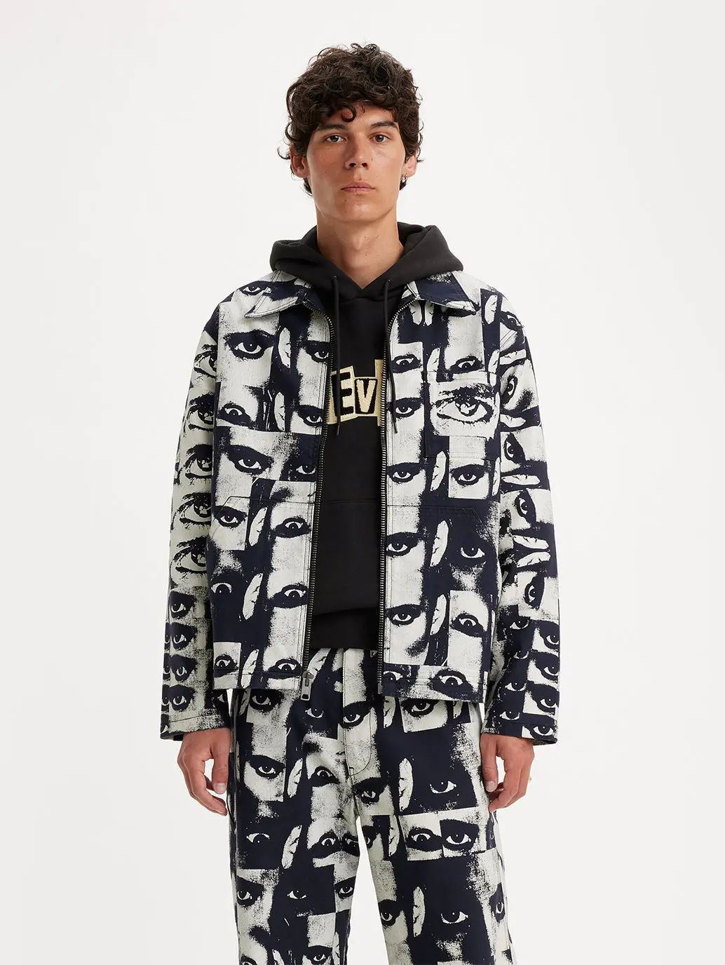 Men's Graphic Print Silver Spread Collar Jackets 1